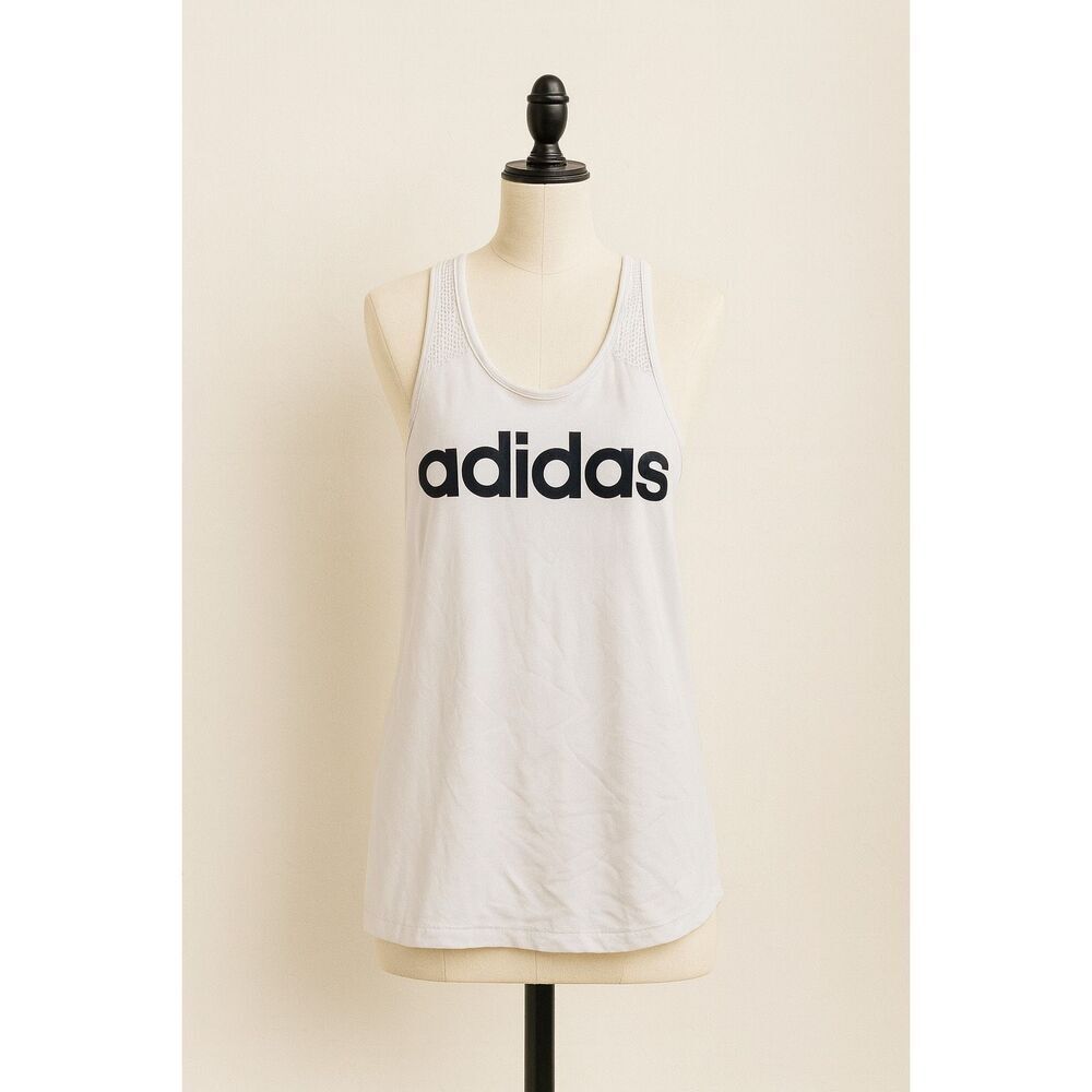 Adidas White Logo Racerback Tank Top Size M